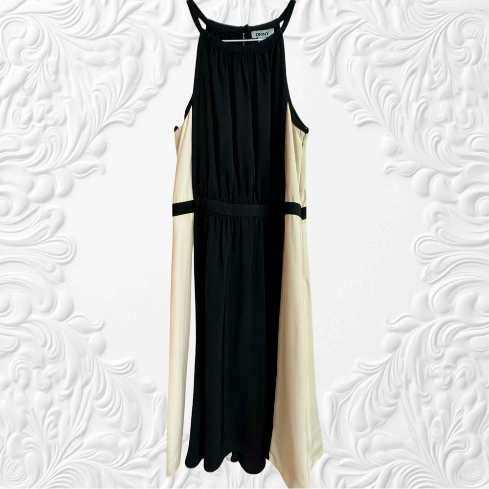 DKNY 🖤 midi black & off white NWT sleeveless Dress. Size 6